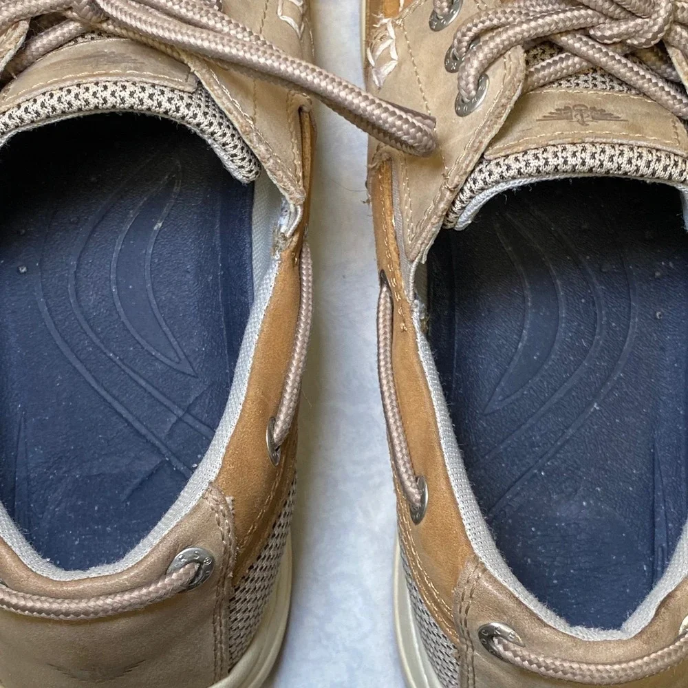Dockers Men's Boat Shoes Leather Lace Up Tan Casual Deck Shoes Size 8W